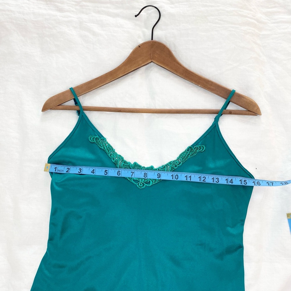Vintage Teal Green Slip Dress Nighty - Picture 7 of 10